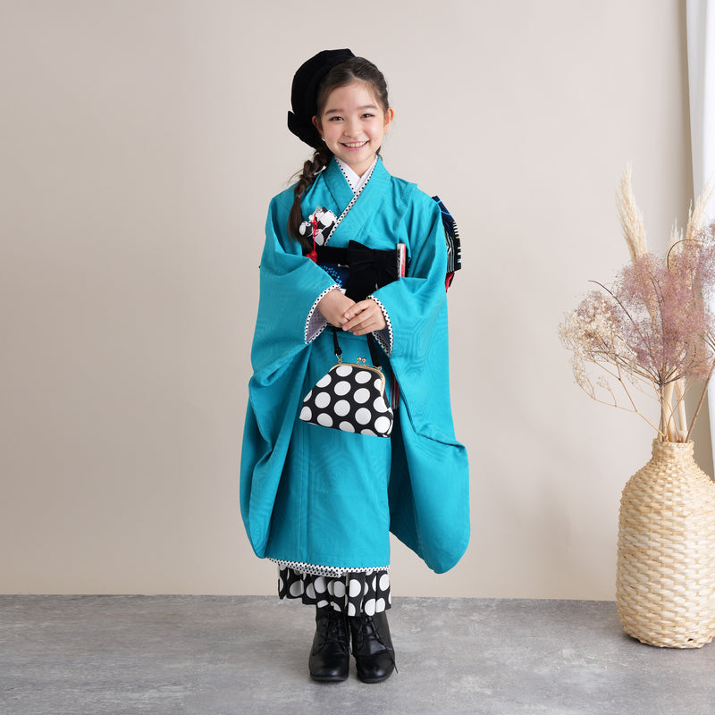 【レンタル】七五三 7歳 女の子 JAPAN STYLE ジャパンスタイル 着物 日本製 作り帯 子供 kids 四つ身 お祝い着 往復送料無料 （1409600900）