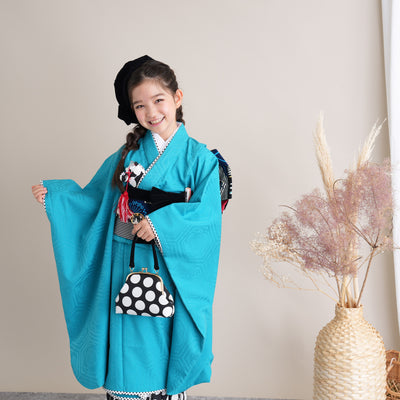 【レンタル】七五三 7歳 女の子 JAPAN STYLE ジャパンスタイル 着物 日本製 作り帯 子供 kids 四つ身 お祝い着 往復送料無料 （1409600900）