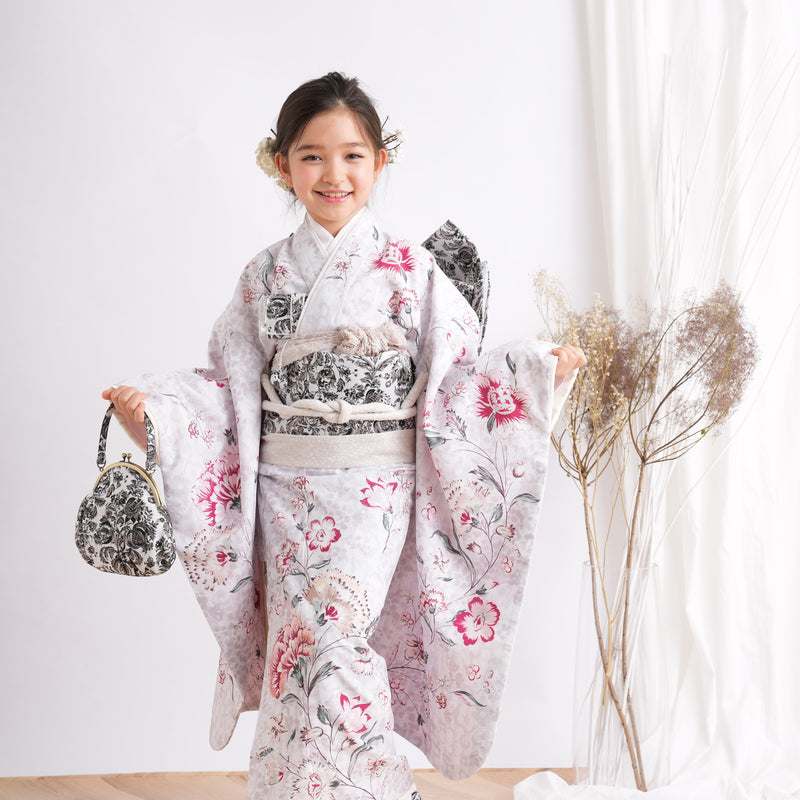 【レンタル】七五三 7歳 女の子 JILLSTUART ジルスチュアート 着物 日本製 作り帯 子供 kids 四つ身 お祝い着 往復送料無料  （1409601900）