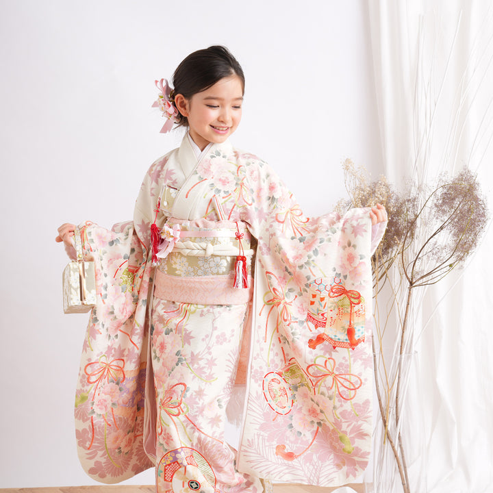 レンタル】七五三 7歳 女の子 華徒然 着物 日本製 作り帯 子供 kids
