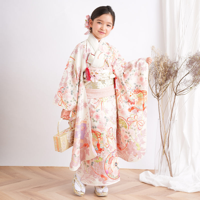 レンタル】七五三 7歳 女の子 華徒然 着物 日本製 作り帯 子供 kids