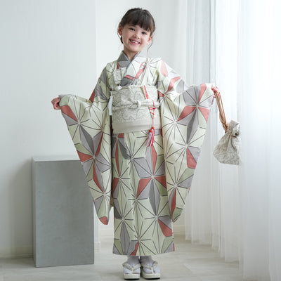 【レンタル】七五三 7歳 着物 女の子 ひよこ商店 作り帯 子供 kids 四つ身 お祝い着 往復送料無料 （1409603000）