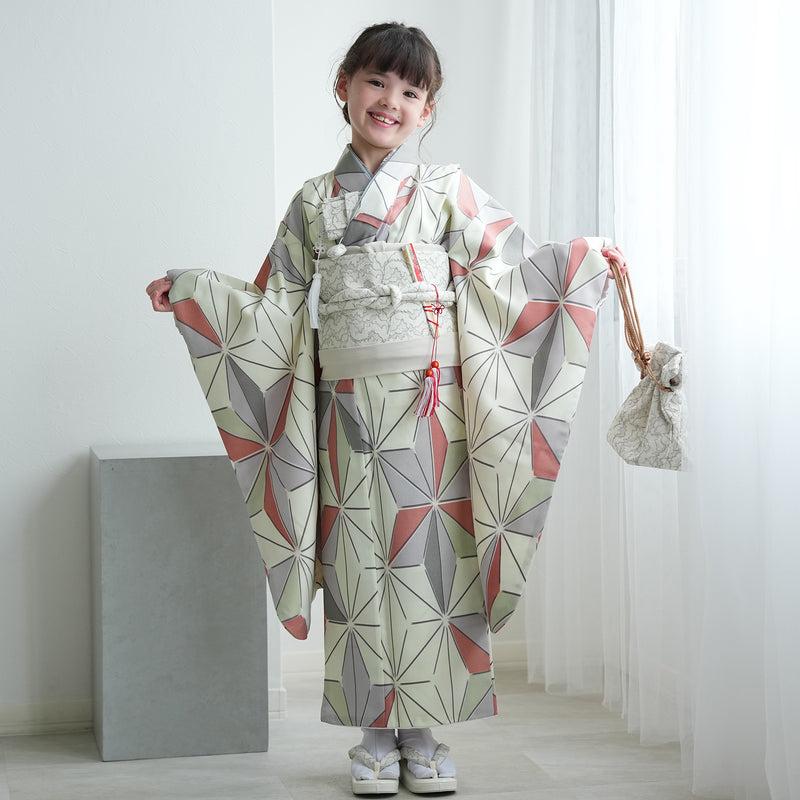 【レンタル】七五三 7歳 着物 女の子 ひよこ商店 作り帯 子供 kids 四つ身 お祝い着 往復送料無料 （1409603000）