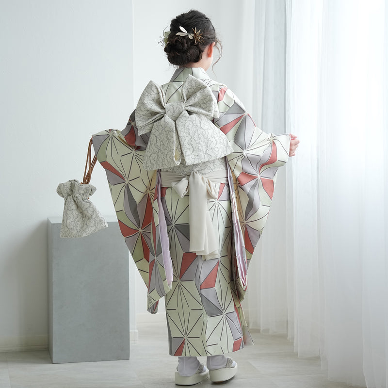 【レンタル】七五三 7歳 着物 女の子 ひよこ商店 作り帯 子供 kids 四つ身 お祝い着 往復送料無料 （1409603000）