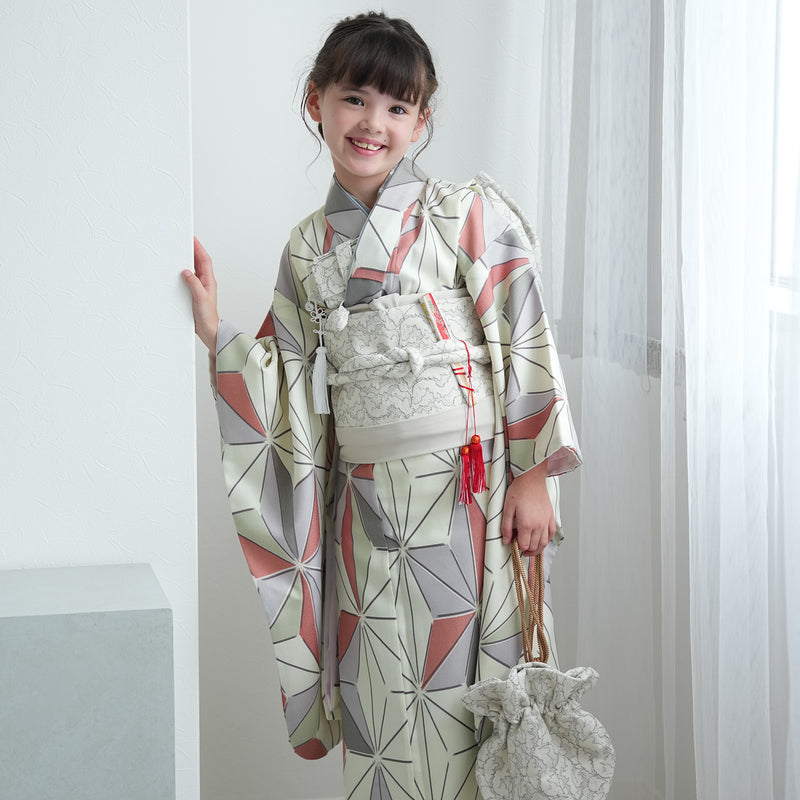 【レンタル】七五三 7歳 着物 女の子 ひよこ商店 作り帯 子供 kids 四つ身 お祝い着 往復送料無料 （1409603000）