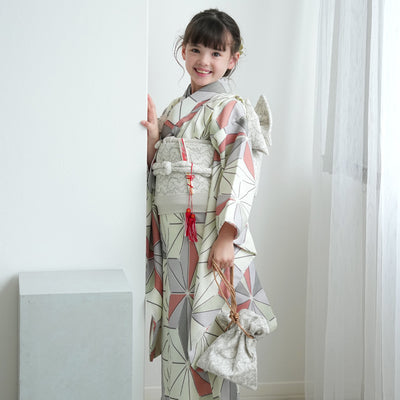 【レンタル】七五三 7歳 着物 女の子 ひよこ商店 作り帯 子供 kids 四つ身 お祝い着 往復送料無料 （1409603000）