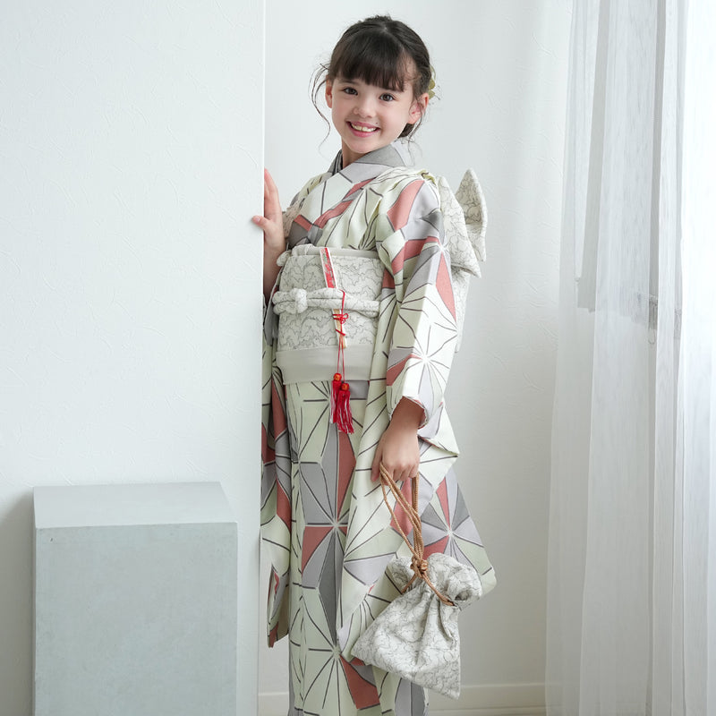 【レンタル】七五三 7歳 着物 女の子 ひよこ商店 作り帯 子供 kids 四つ身 お祝い着 往復送料無料 （1409603000）