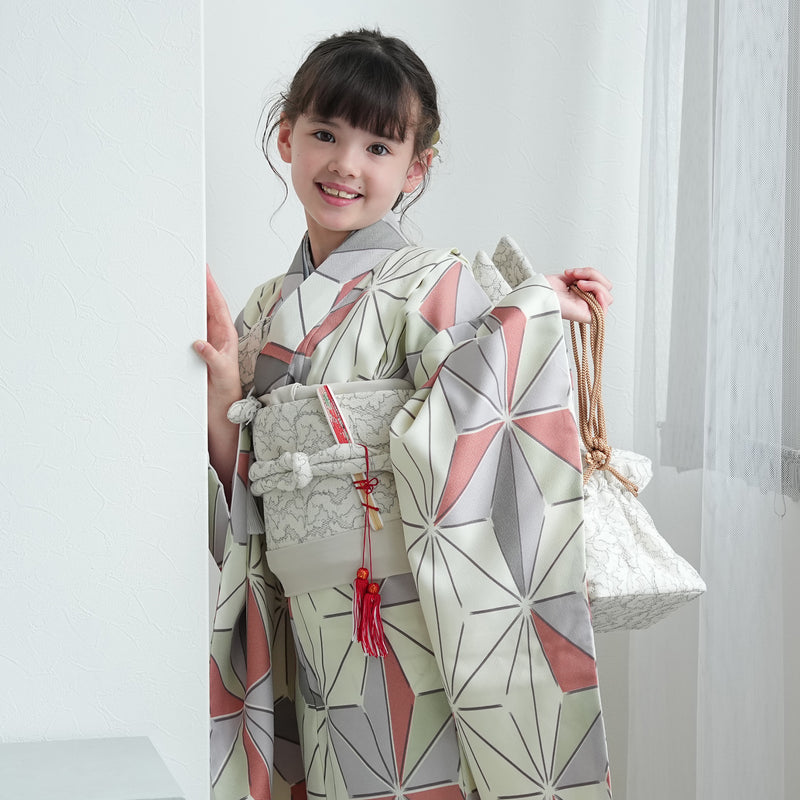 【レンタル】七五三 7歳 着物 女の子 ひよこ商店 作り帯 子供 kids 四つ身 お祝い着 往復送料無料 （1409603000）