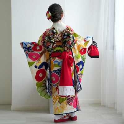 【レンタル】七五三 7歳 女の子 芸艸堂 うんそうどう 着物 日本製 作り帯 子供 kids 四つ身 お祝い着 往復送料無料 （1409605100）