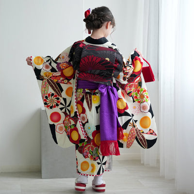 【レンタル】七五三 7歳 女の子 瀬戸大也×JAPAN STYLE ジャパンスタイル 着物 日本製 作り帯 子供 kids 四つ身 お祝い着 往復送料無料 （1409605300）※2025年11月予約空き無し