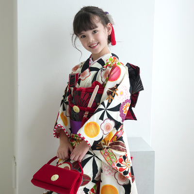 【レンタル】七五三 7歳 女の子 瀬戸大也×JAPAN STYLE ジャパンスタイル 着物 日本製 作り帯 子供 kids 四つ身 お祝い着 往復送料無料 （1409605300）※2025年11月予約空き無し