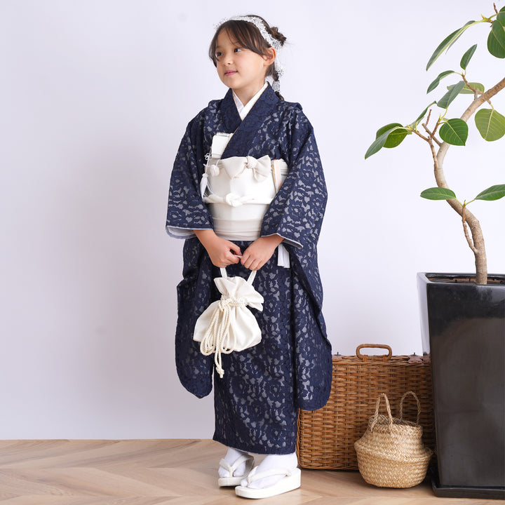 レンタル】七五三 7歳 着物 女の子 utatane レース 作り帯 子供 kids