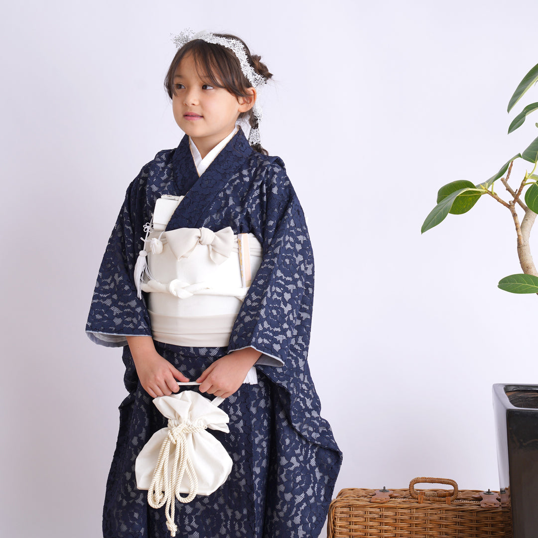レンタル】七五三 7歳 着物 女の子 utatane レース 作り帯 子供 kids
