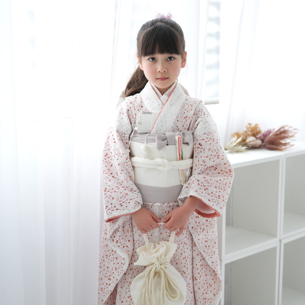 美品　utatane 七五三 着物 3歳 女の子 レース　フルセット