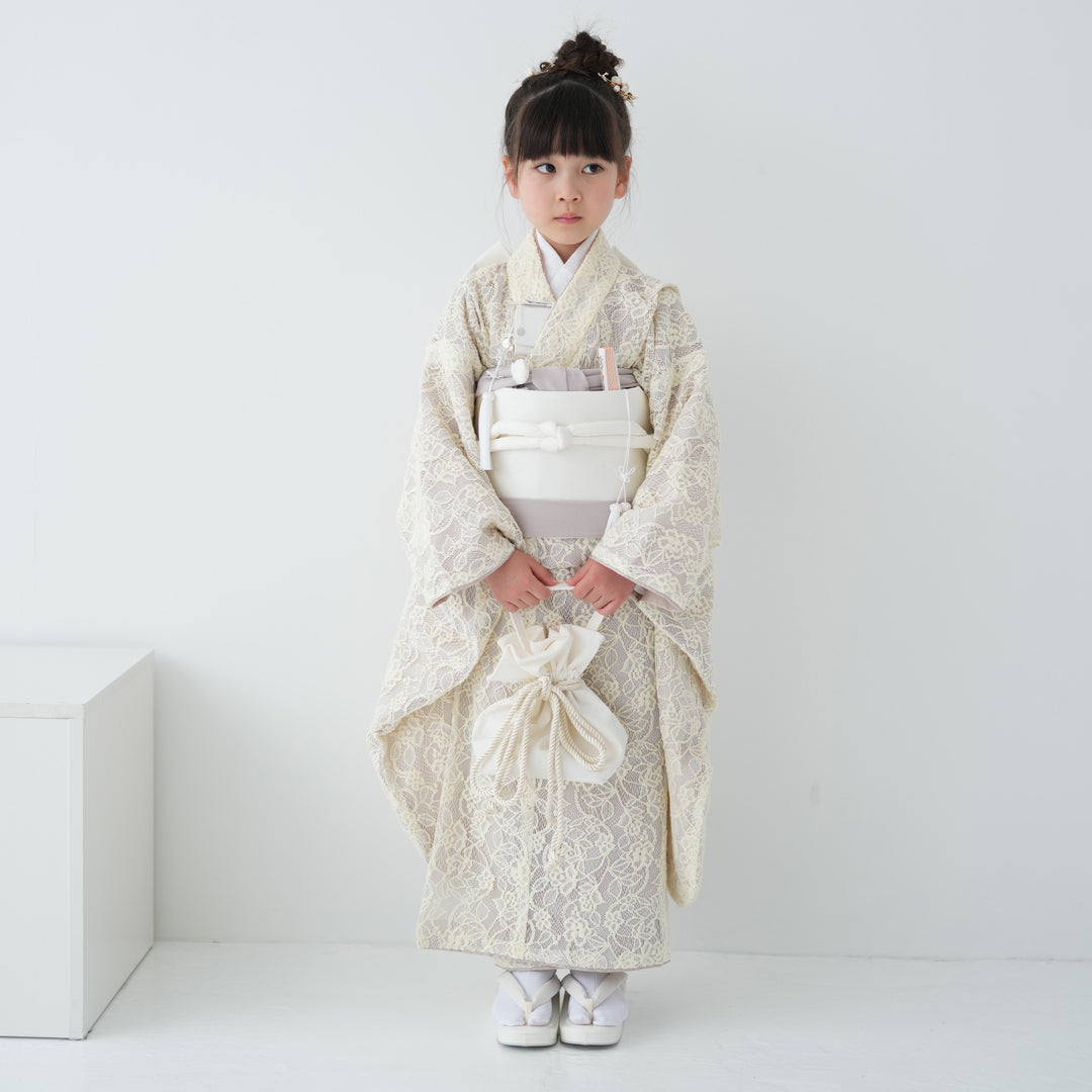 七五三　7歳　お着物セット　大寸作り帯 七五三 着物 7歳 四つ身セット(結び帯セット) 女の子 16点フルセット