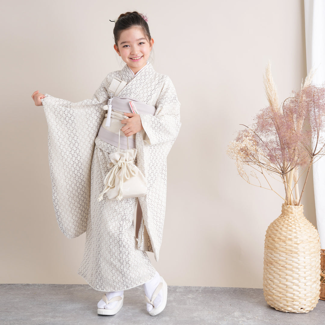 七五三 7歳 女の子 子供 着物 帯 セット 七五三 着物 女の子 7才 7歳 フルセット くすみカラー レース帯