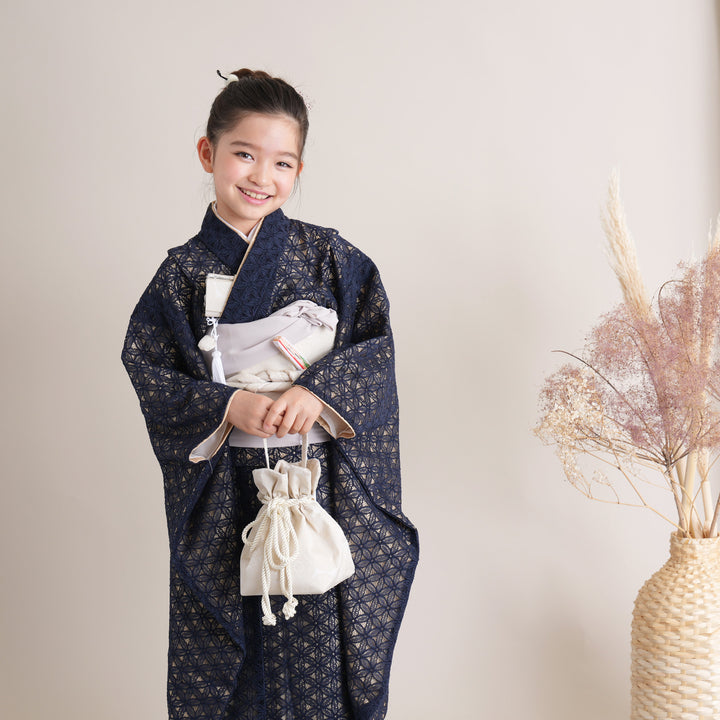 レンタル】七五三 7歳 着物 女の子 utatane レース 作り帯 子供 kids