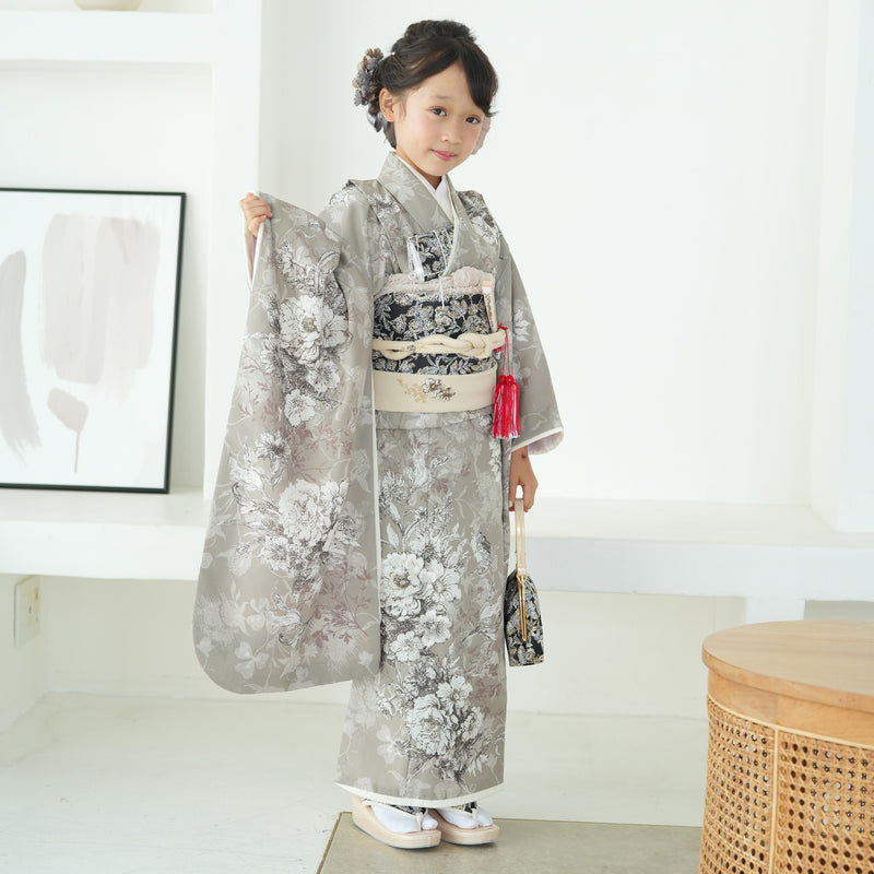 【レンタル】七五三 7歳 女の子 JILLSTUART ジルスチュアート 着物 日本製 作り帯 子供 kids 四つ身 お祝い着 往復送料無料 （1409607500）