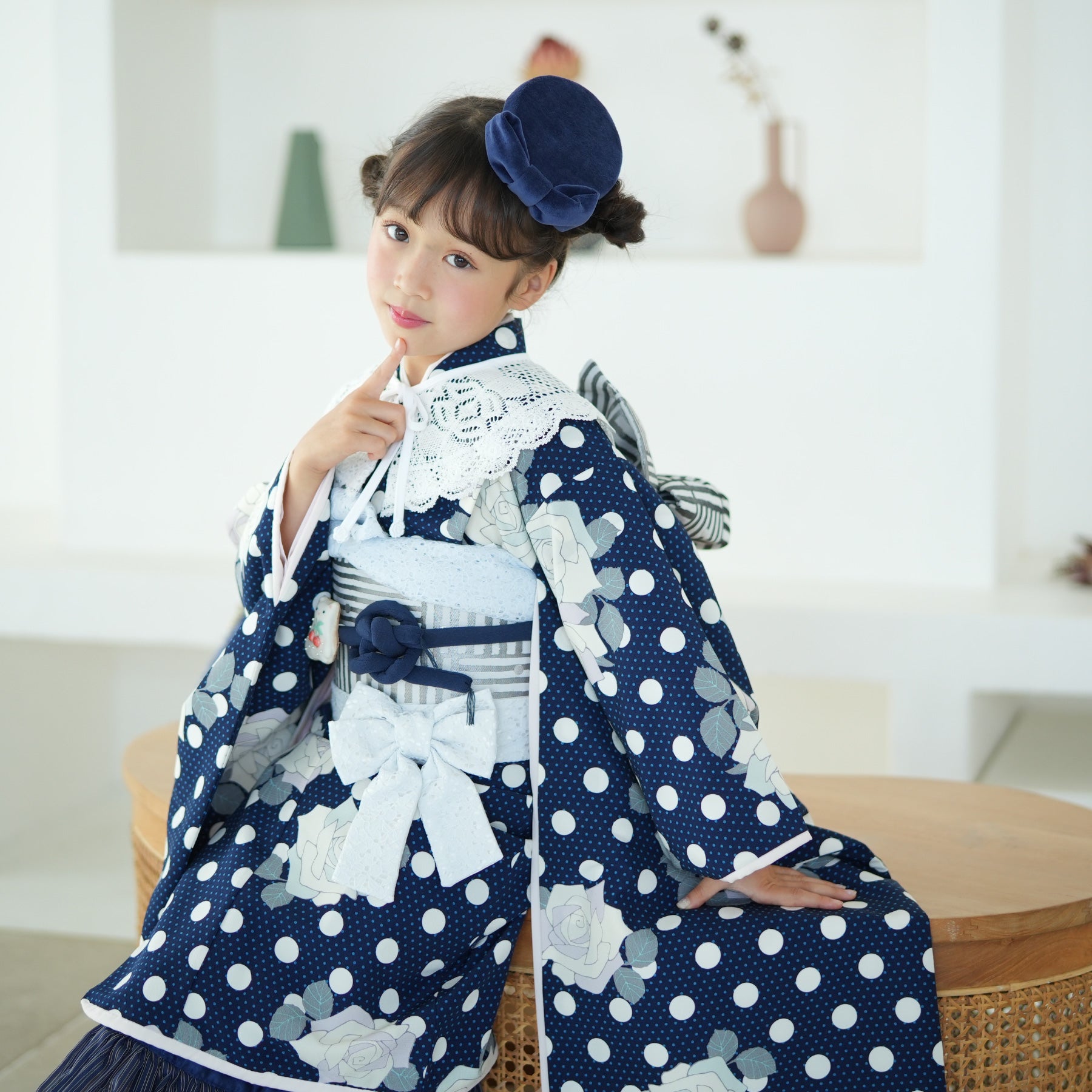レンタル】七五三 7歳 女の子 シュセット 着物 日本製 作り帯 子供 