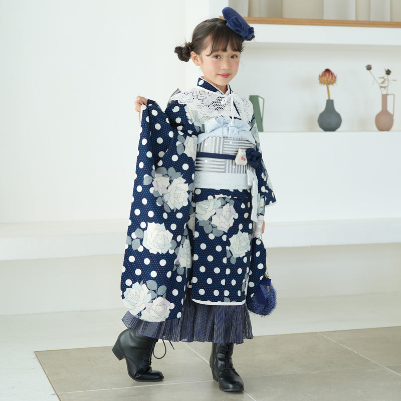 レンタル】七五三 7歳 女の子 シュセット 着物 日本製 作り帯 子供 ...