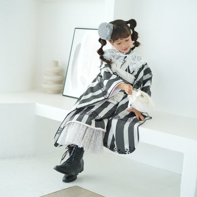 【レンタル】七五三 7歳 女の子 シュセット 着物 日本製 作り帯 子供 kids 四つ身 お祝い着 往復送料無料 （1409607700）