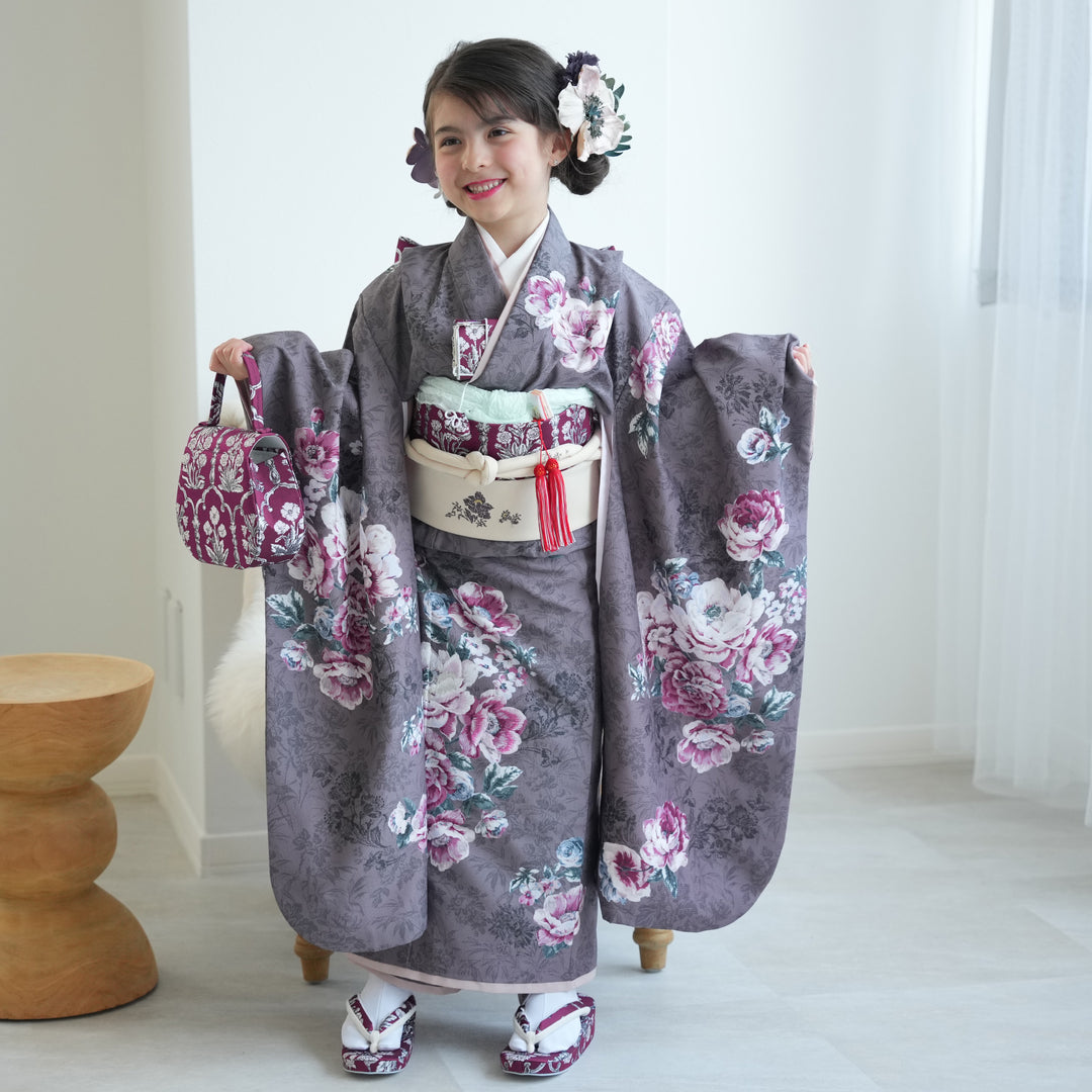 七五三7歳着物 七五三 7歳 正絹 友禅染 着物 小物セットNAロードスター・メーター