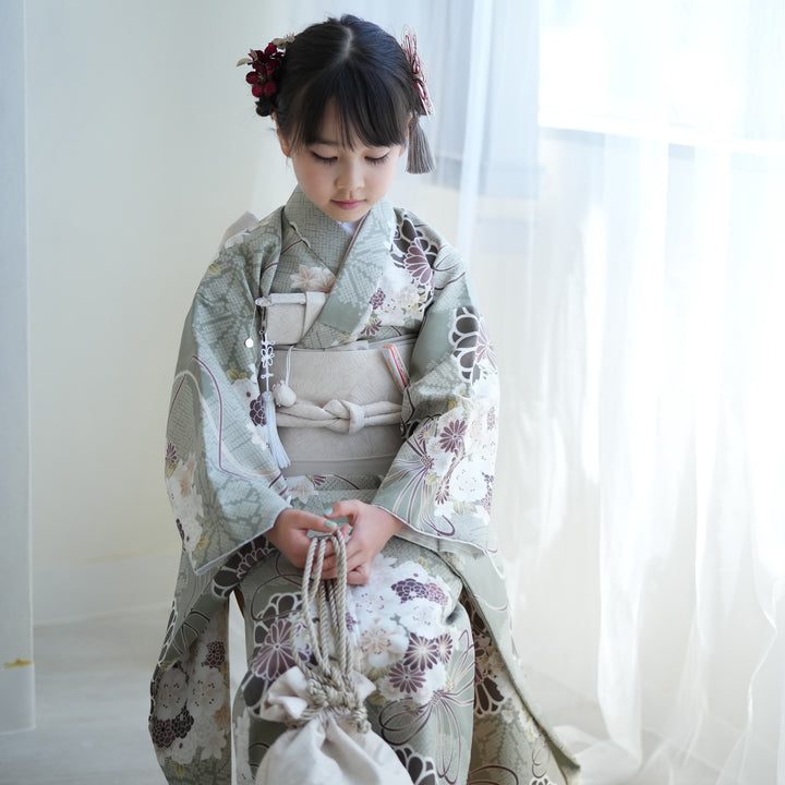 レンタル】七五三 7歳 女の子 ひよこ商店 着物 日本製作り帯 子供 kids