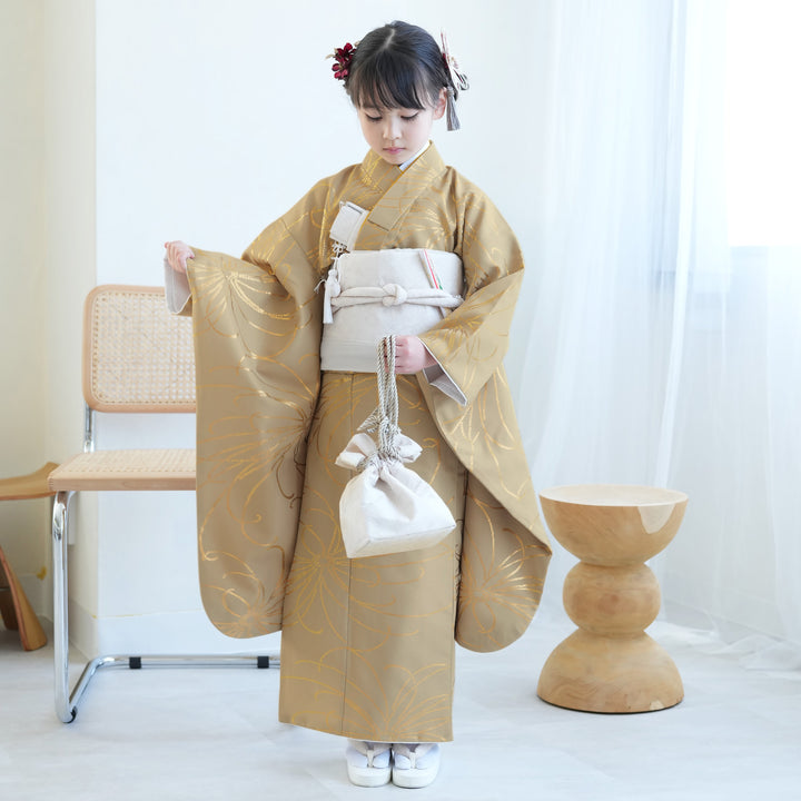 目を引く鮮やかな着物　七五三　7歳 レンタル】七五三 7歳 女の子 シュセット 着物 日本製 作り帯