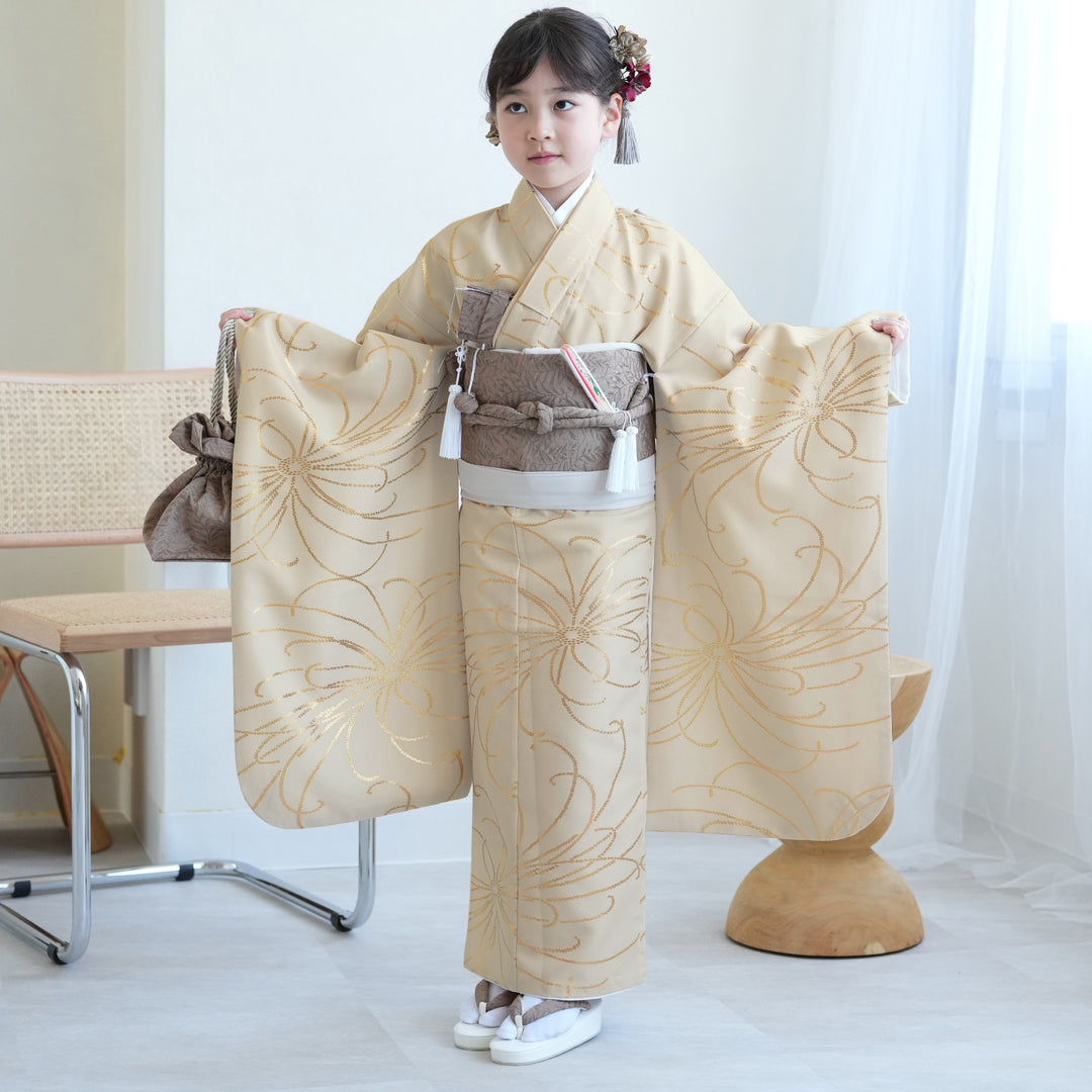 7歳　七五三　着物　ひよこ商店 レンタル】七五三 7歳 女の子 ひよこ商店 着物 日本製作り帯 子供 kids
