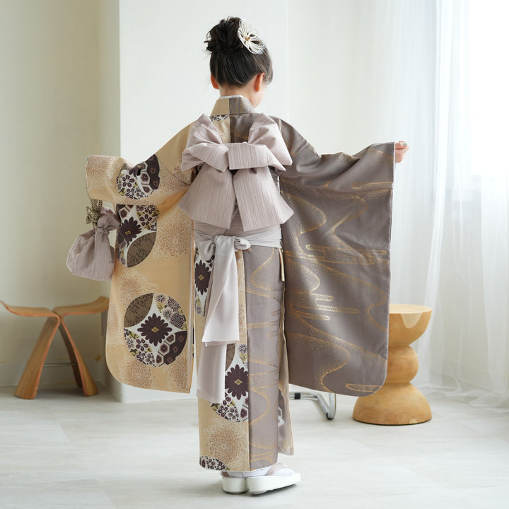 七五三 7歳 女の子 ひよこ商店 着物 作り帯 子供 kids ウタタネ レンタル】七五三 7歳 着物 女の子 ひよこ商店 作り帯 子供 kids
