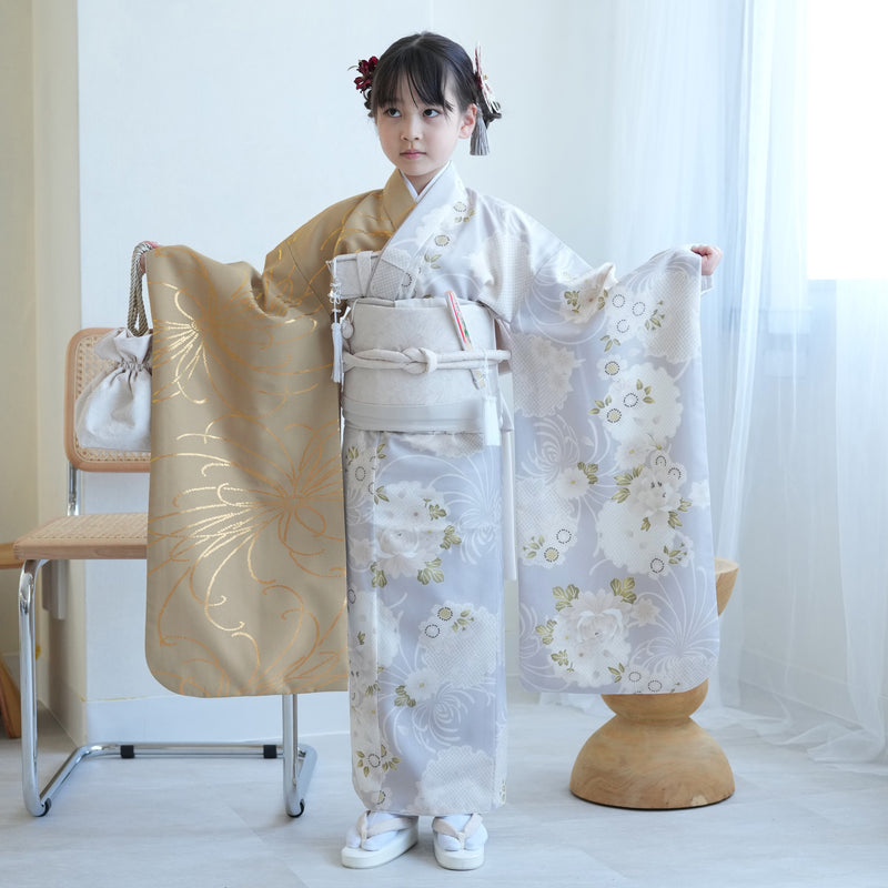 七五三 7歳 四つ身用 作り帯 筥迫セット 白 - 浴衣/水着