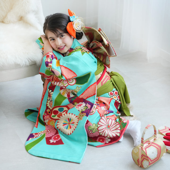 七五三 着物 セット 7歳 女の子 淡黄 アンティークローズ レトロ 七五三 着物 セット 7歳 女の子 淡黄 アンティークローズ レトロ
