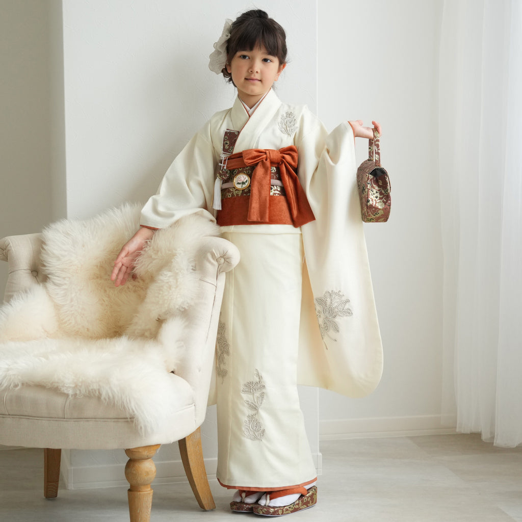 レンタル】七五三着物 7歳女の子 和風館 ダマスクにコード刺繍