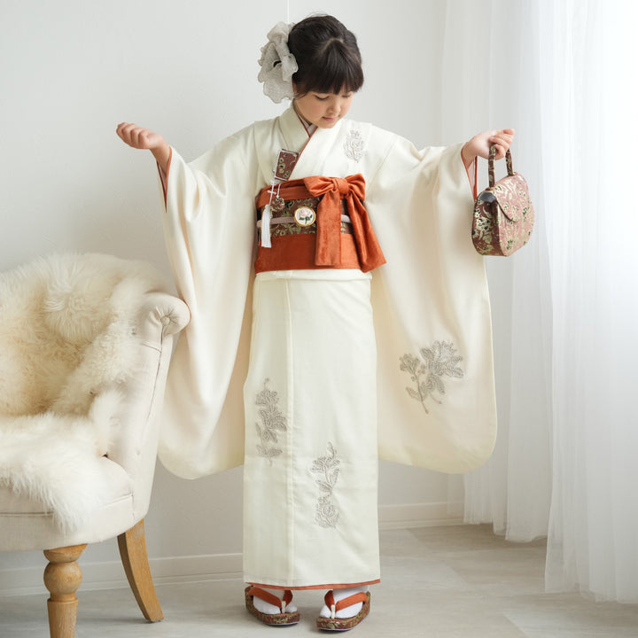 レンタル】七五三着物 7歳女の子 和風館 ダマスクにコード刺繍