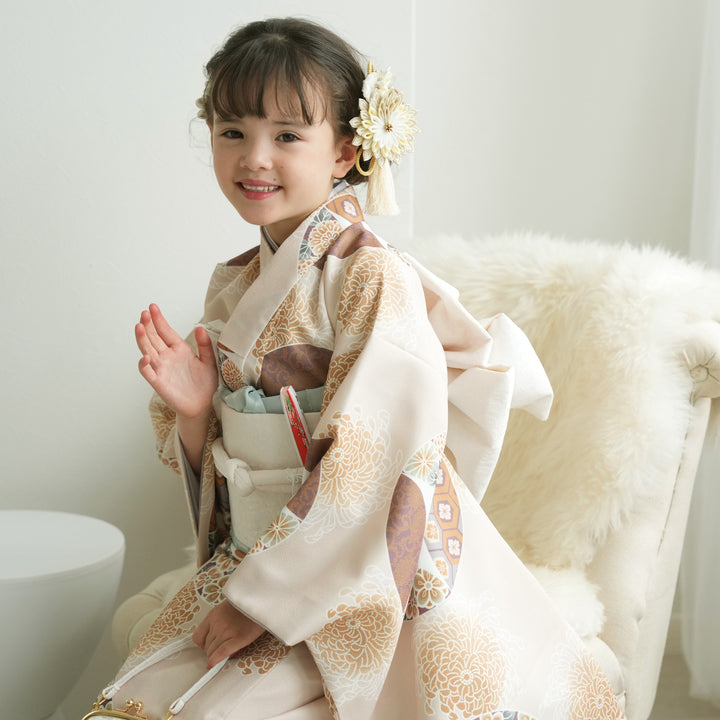 子供女児 着物 七五三 小物セット 七五三 着物 四つ身 セット 女の子 7歳 7才 絵羽柄 着物セット