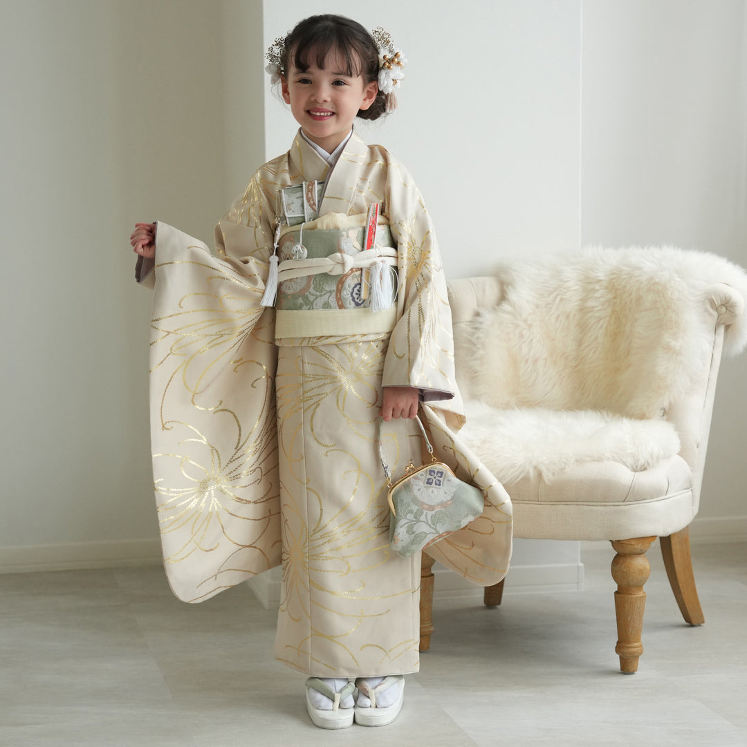 大人気新品 着物と帯 時流】O24303◇七五三 7才女の子着物◇刺繍 友禅 七五三