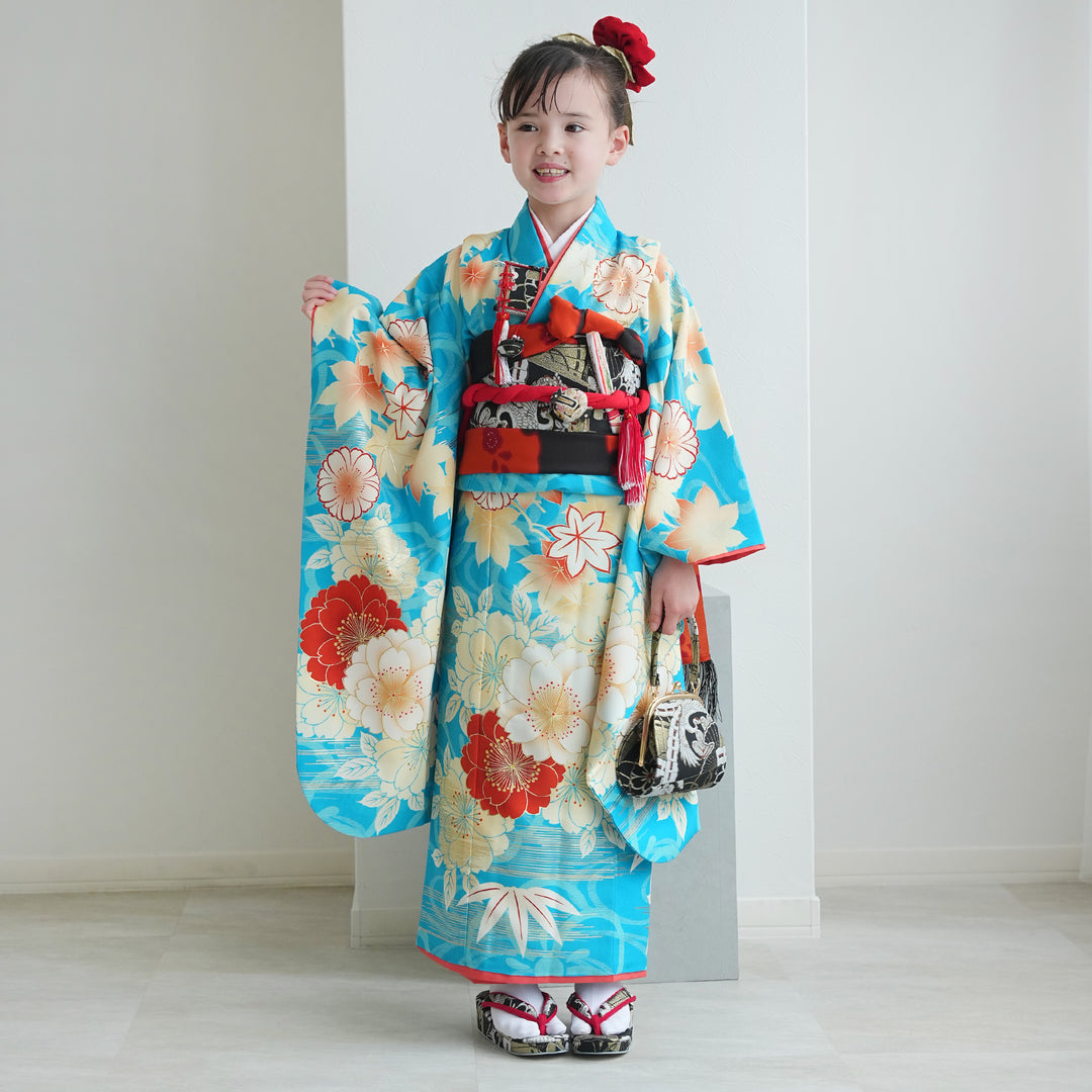 レンタル】七五三着物 7歳女の子 京舞 着物セット 四つ身 絵羽 色づく