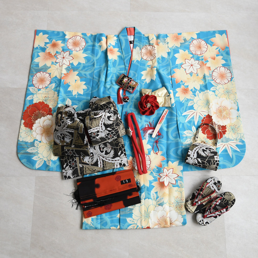 レンタル】七五三着物 7歳女の子 京舞 着物セット 四つ身 絵羽 色づく