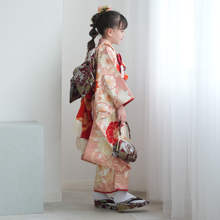 レンタル】七五三着物 7歳女の子 京舞 着物セット 四つ身 絵羽 色づく