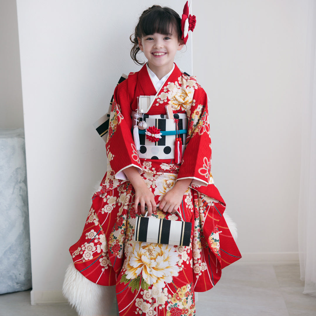 レンタル】七五三着物 7歳女の子 LOWRYS FARM 着物セット 四つ身 絵羽