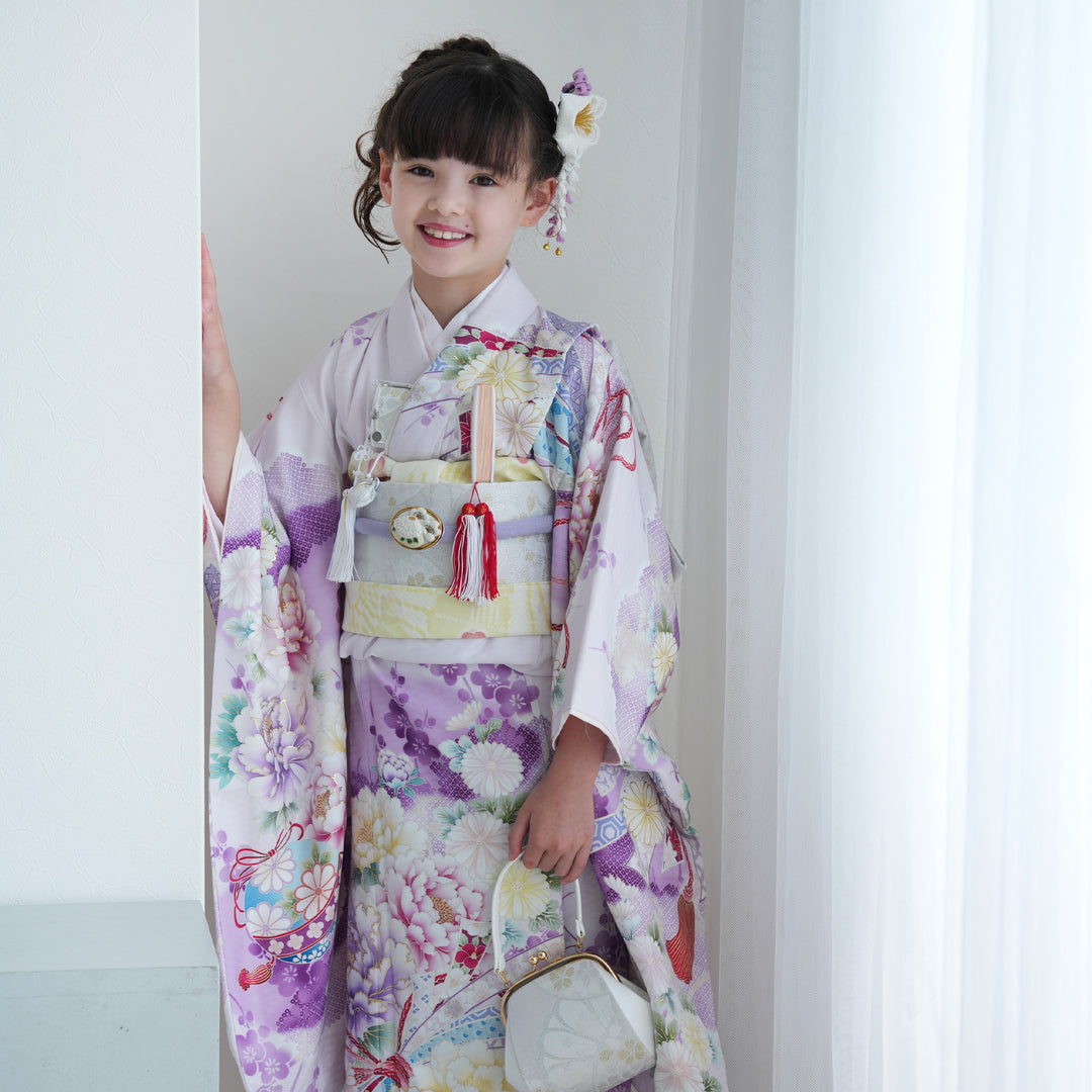【KYOETSU】七五三 女の子 着物9点セット 薄紫色 KYOETSU】七五三 女の子 着物9点セット 薄紫色 KYOETSU】七五三 女の子