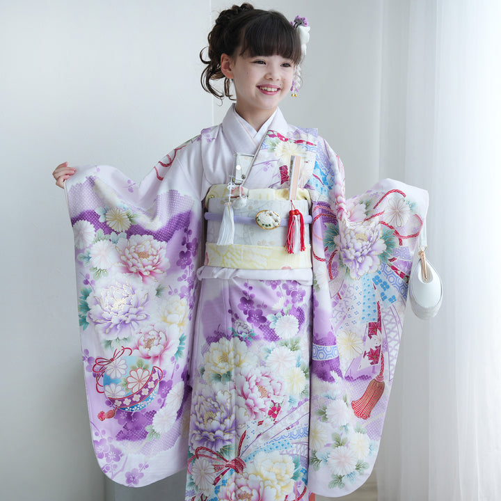 753 着物セット レンタル】七五三着物 7歳女の子 華徒然 着物セット 四つ身 絵羽 熨斗