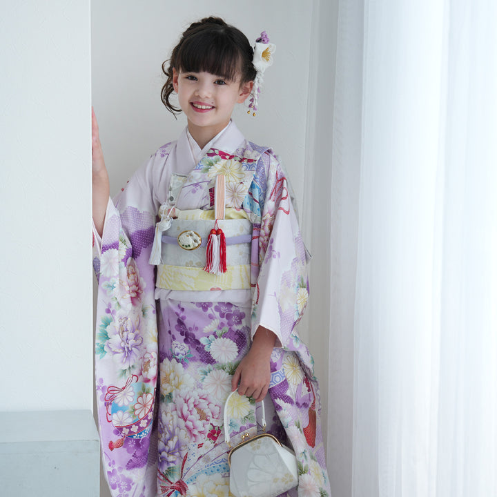レンタル】七五三着物 7歳女の子 華徒然 着物セット 四つ身 絵羽 熨斗