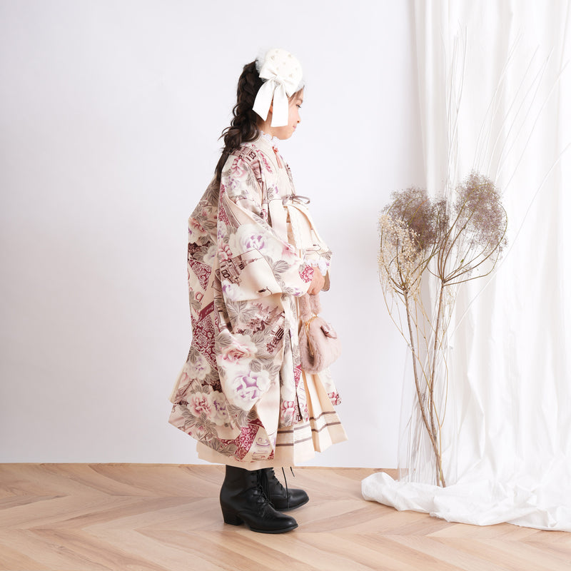 【レンタル】七五三 7歳 女の子 九重 着物 日本製 袴 羽織 子供 kids 四つ身 お祝い着 往復送料無料 （1411600000）