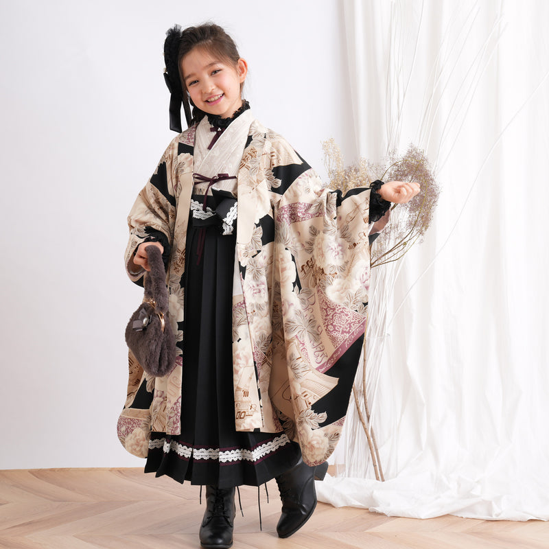 【レンタル】七五三 7歳 女の子 九重 着物 日本製 袴 羽織 子供 kids 四つ身 お祝い着 往復送料無料 （1411600100）