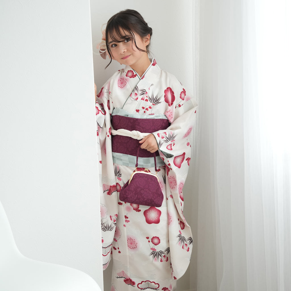 海さま専用　振袖　帯 fg_388 / 白紺桜舞