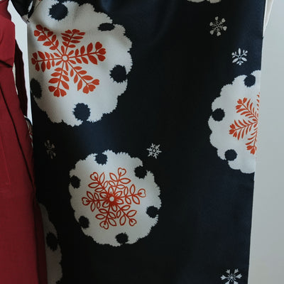 【レンタル】ジュニア 袴 15点セット 2尺袖着物 オレンジ 朱色 花 ゆきわ 小学生袴  袴83cm（身長138-145cm）卒業式（1420604301）