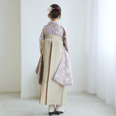 【レンタル】ジュニア 袴 15点セット 2尺袖着物 椿  バラ ニュアンスカラー 小学生袴  袴83cm（身長138-145cm）袴87cm（身長145-152cm）卒業式 ひよこ商店（1420672502）