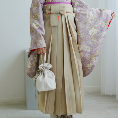 【レンタル】ジュニア 袴 15点セット 2尺袖着物 椿  バラ ニュアンスカラー 小学生袴  袴83cm（身長138-145cm）袴87cm（身長145-152cm）卒業式 ひよこ商店（1420672502）