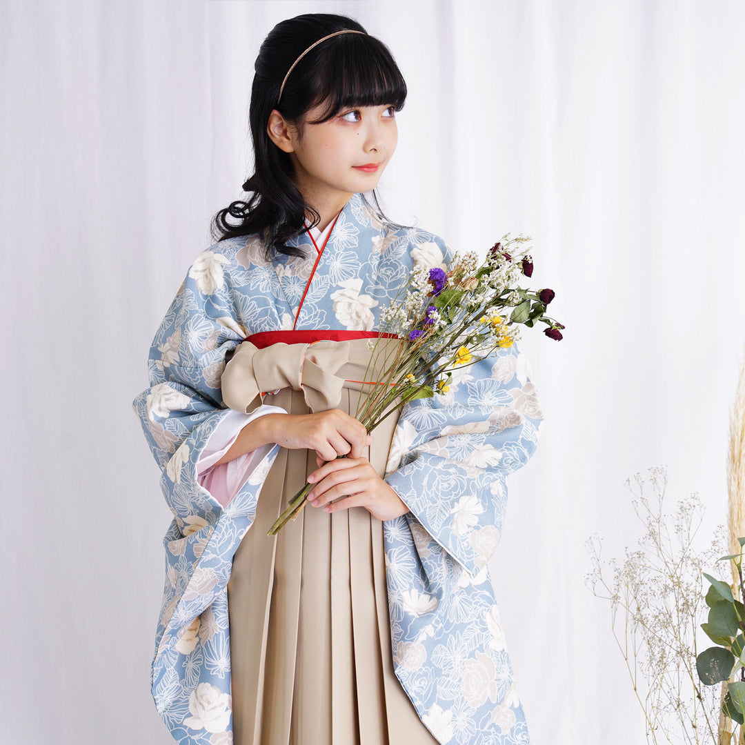 たかし　着物袴セット ジュニア用 145～154cm 小町 NO34308 袴セット ジュニア 小学生 女の子「矢羽 赤×白＋紺」 卒業式
